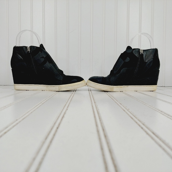 Linea Paolo Felicia Wedge Camo Black and Gray Slip On Wedge Sneakers F589 - Picture 7 of 13